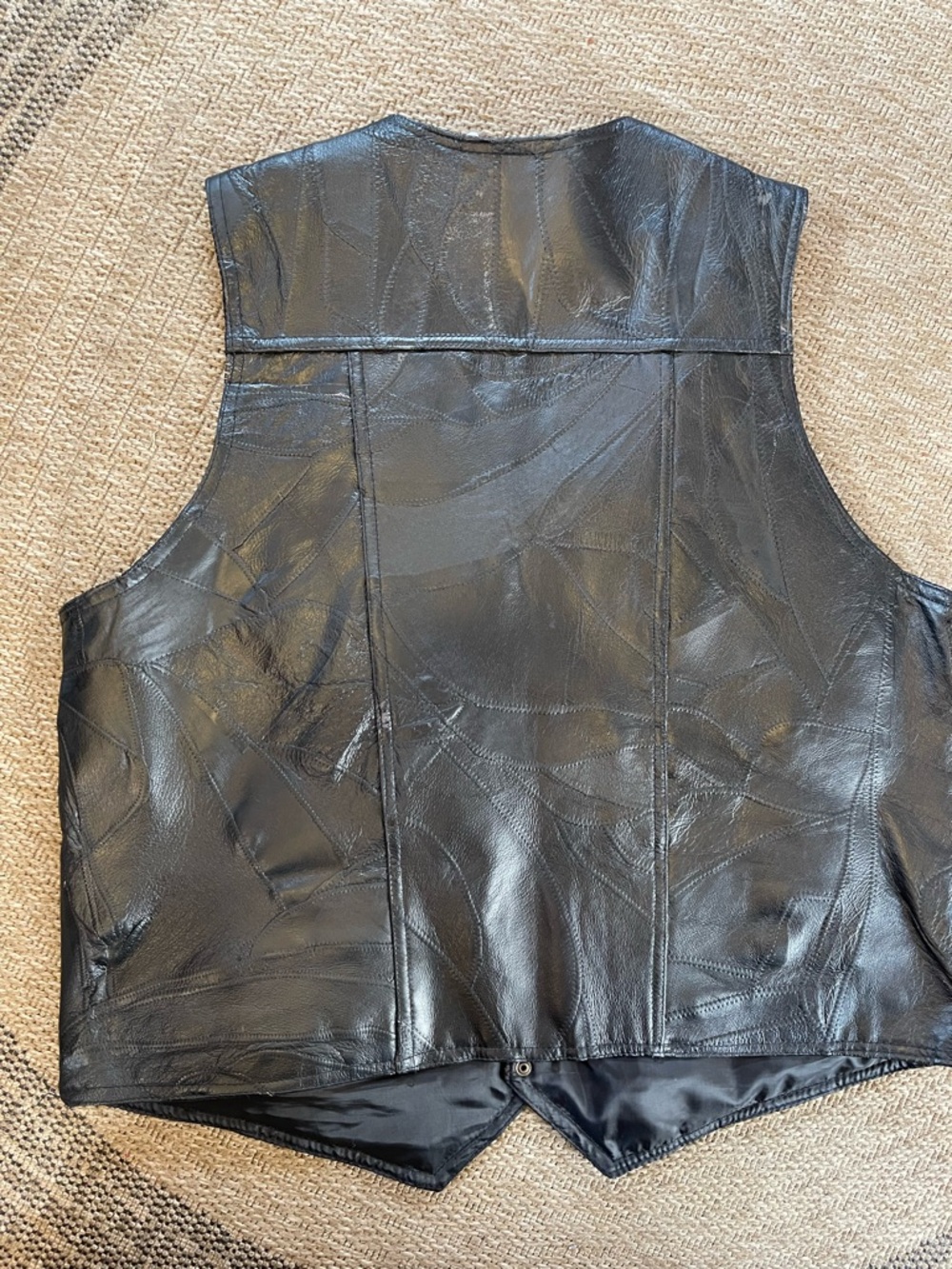 Navarre Leather Company vintage Route 66 patchwork leather biker vest - Picture 14 of 15